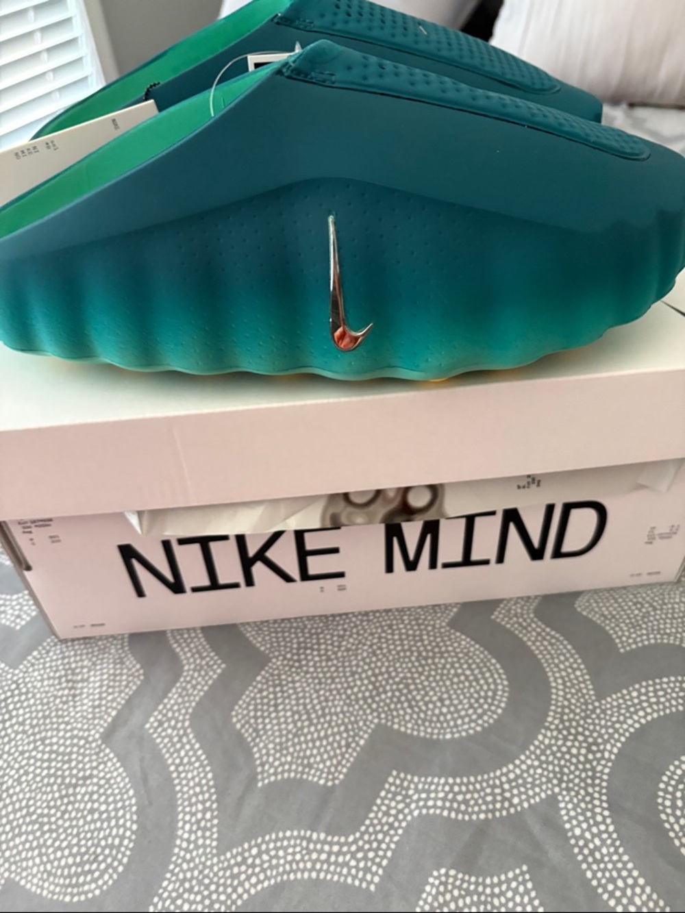 Nike Teal to Aqua Gradient Slide with Silver Swoosh
Can ship next day